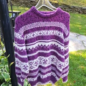 Purple and White Patterned Women's Sweater